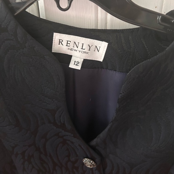 Renlyn Black Textured Two Piece Black Suit Women’s Lined with Long Sleeves EUC - Picture 2 of 12